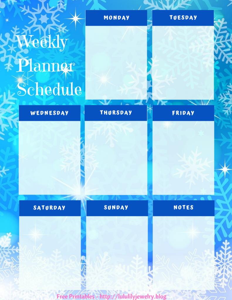 Blue Snowflakes - Weekly Planner