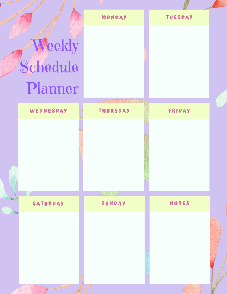 Weekly Planner Purple