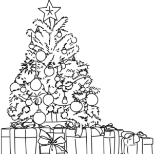 Gifts and Tree 1 Coloring Page