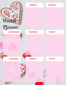 Valentines Weekly Planner Printable