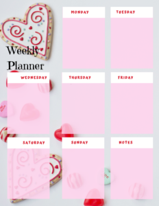 Valentines Printable Weekly Planner