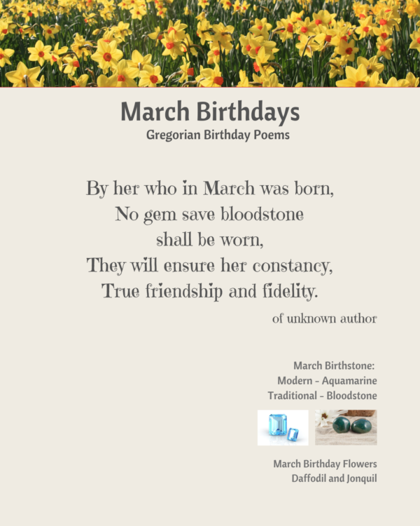 March Birthstone Poem