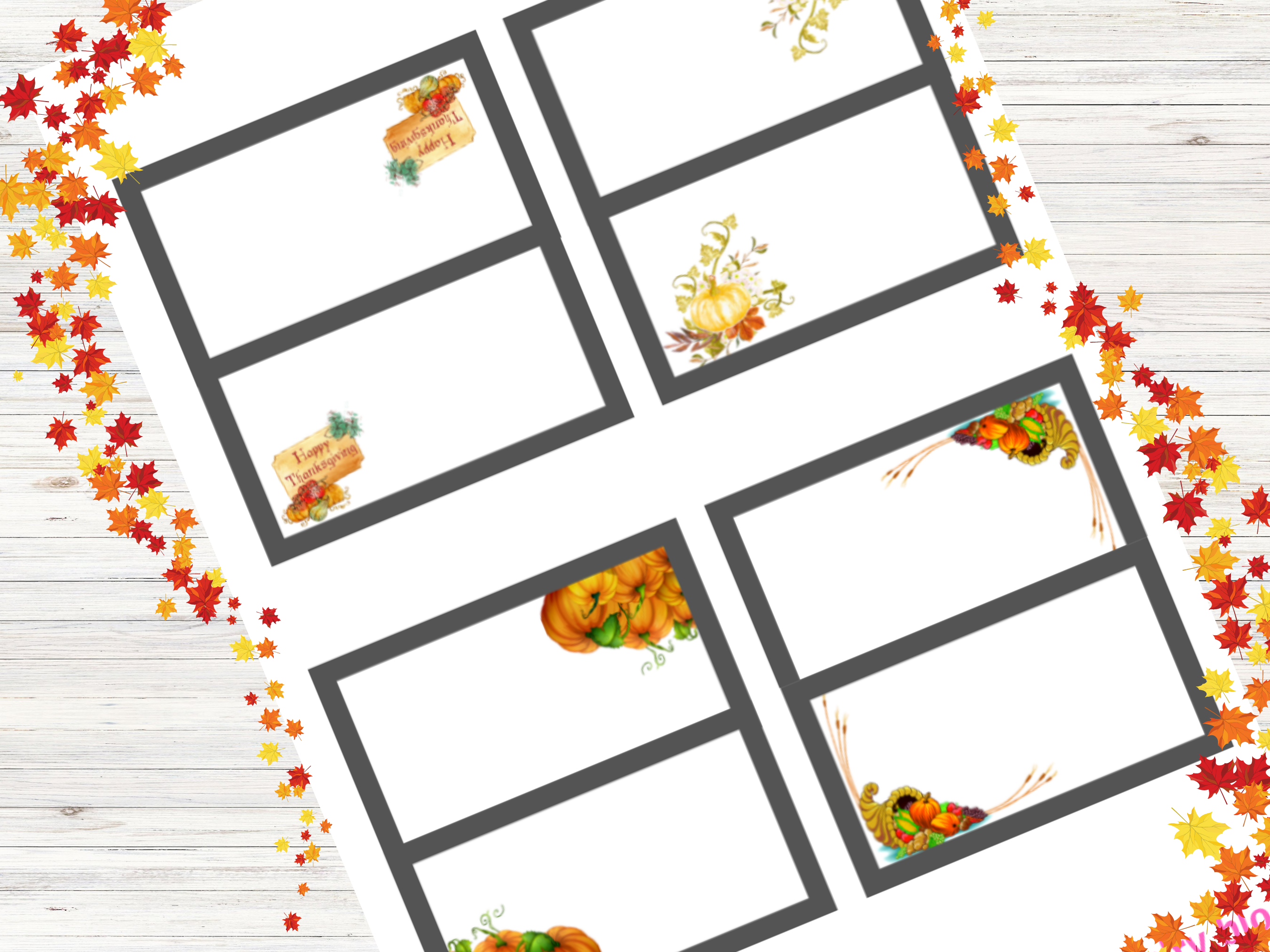 Printable place or gift cards for Thanksgiving