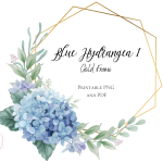 Blue Hydrangea frame to create card, gift tags, journal pages etc.