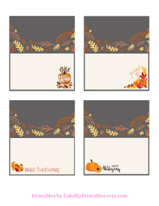 Place Setting Cards - Autumn, Thanksgiving, Harvest